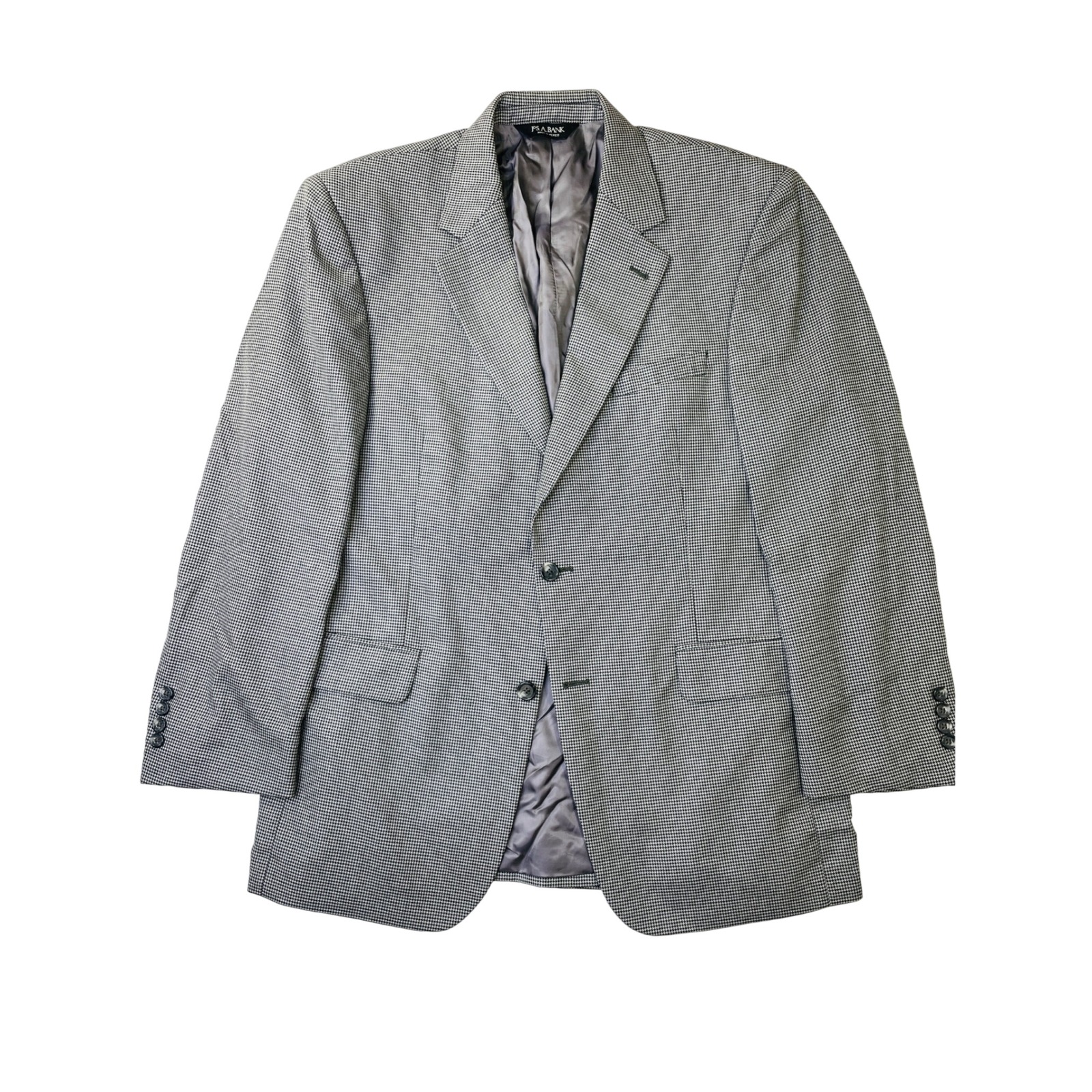 Jos A Bank Mens Blazer 41r Sport Coat Black White Houndstooth Two Button Jacket